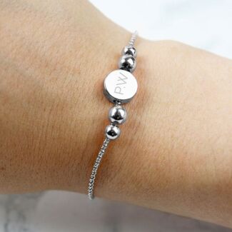 Personalised Silver Plated Initials Disc Bracelet