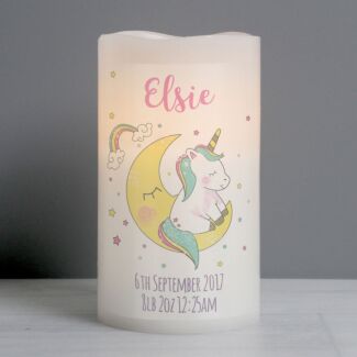 Personalised Baby Unicorn LED Candle