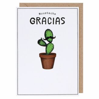 Etched Moustache Gracias Thank You Card