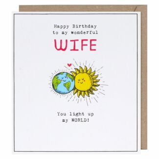 Etched Light Up My World Wife Birthday Card
