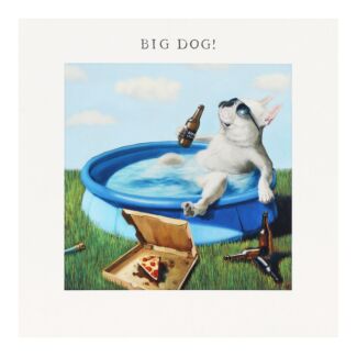 Big Dog in Pool Greetings Card