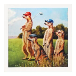 Meerkats Playing Golf Greetings Card