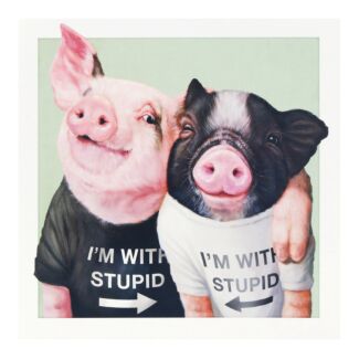 Pigs I’m With Stupid Greetings Card