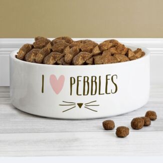 Personalised Cat Features Medium White Pet Bowl