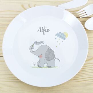 Personalised Hessian Elephant Plastic Plate