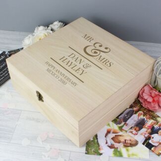 Personalised Mr & Mrs Large Wooden Keepsake Box