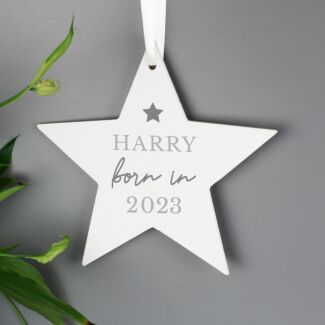 Personalised 'Born In' Wooden Star Decoration