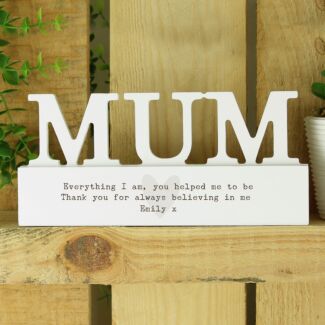 Personalised Free Text Heart Wooden Mum Ornament