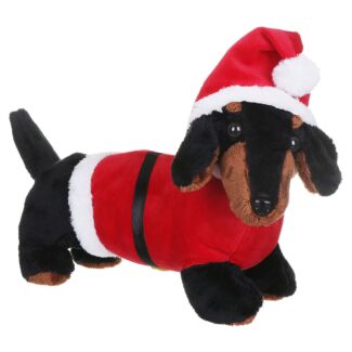 Plush Sausage Dog in Santa Costume
