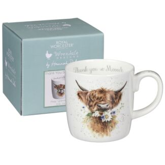 'Thank You' Highland Cow Boxed Large Fine Bone China Mug