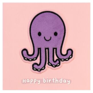 Moji Violet Octopus Birthday Card with Peel Off Patch