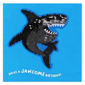 Shine Sequin Shark Birthday Card with Peel Off Patch