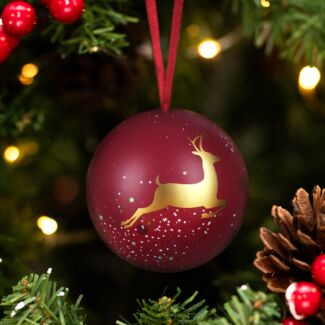 Maroon Deer Christmas Tin Bauble