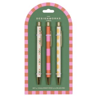 A Dopo Flower/Lemon/Stripes Set of 3 Ballpoint Pens