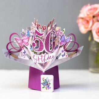 ‘50th Birthday’ Butterflies 3D Pop Up Card