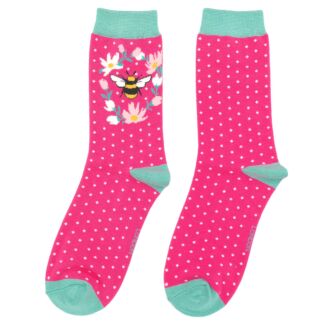 Hot Pink Bumblebee Wreath Women’s Bamboo Socks