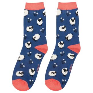 Navy Leaping Sheep Women’s Bamboo Socks