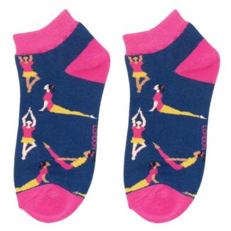 Navy Yoga Poses Women’s Bamboo Trainer Socks