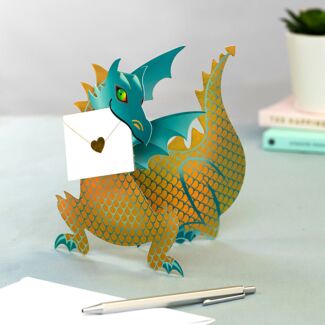 Ember Dinosaur 3D Greetings Card