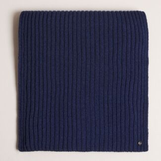 BERRYYS Dark Blue Wool and Cashmere Blend Ribbed Scarf