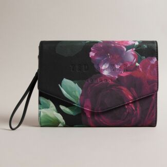 PAPIKON Black Floral Icon Clutch Bag