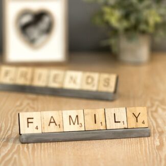 ‘Family’ Scrabble Tiles & Stand