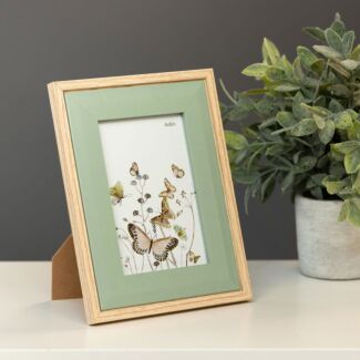 Light Wood & Olive Green Bevelled 4x6 Frame