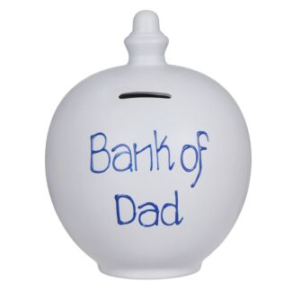 ‘Bank of Dad’ Blue on Grey Money Pot