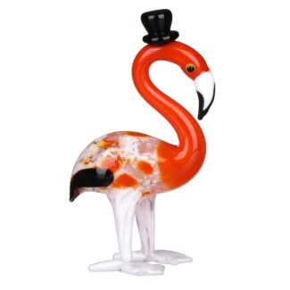 Glass Flamingo With Hat