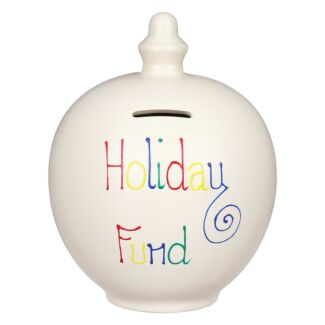 ‘Holiday Fund’ Multi-Colour on Cream Money Pot