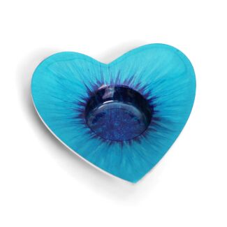 Azeti Brushed Aqua Heart Tealight Holder