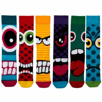 Stress Heads Box Of 6 Monster Men’s Socks