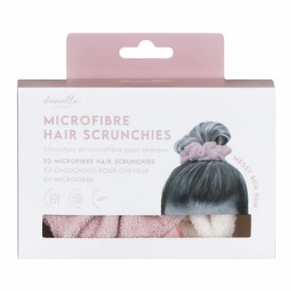 Pink & Cream Pack Of Two Microfibre Hair Scrunchies