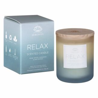 Serenity ‘Relax’ Rose, Spiced Cardamon & Pink Pepper 120g Glass Candle