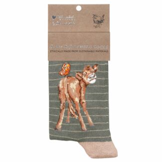 ‘Flutterly Fabulous’ Cow Green Women’s Bamboo Socks