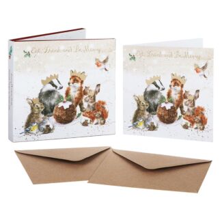 'The Christmas Party' Set of 8 Gold Foiled Christmas Cards