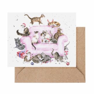 ‘Meowy Christmas’ Cats 9cm Mini Christmas Card