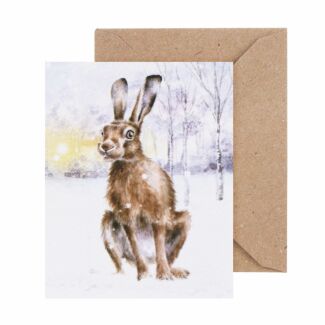 ‘Golden Hour’ Hare 9cm Mini Christmas Card