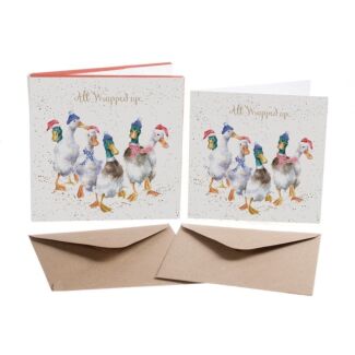 ‘All Wrapped Up’ Set of 8 Gold Foiled Christmas Cards 