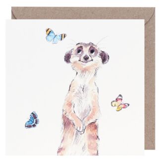 Meerkat with Butterflies Square Greetings Card