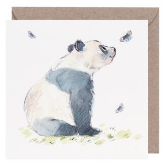 Panda with Butterflies Square Greetings Card