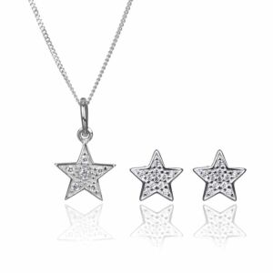 Clear Cubic Zirconia Star 2 Piece Jewellery Set
