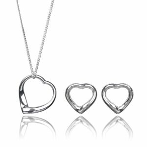 Silver Open Heart 2 Piece Jewellery Set