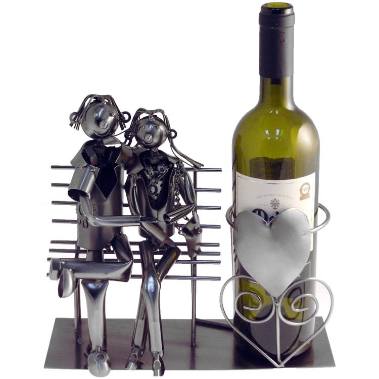 Lucy & Lee Lovers On Bench Wine Bottle Holder