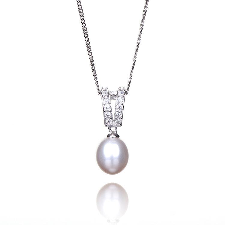 Elements White Fresh Water Pearl Boxed Silver Pendant