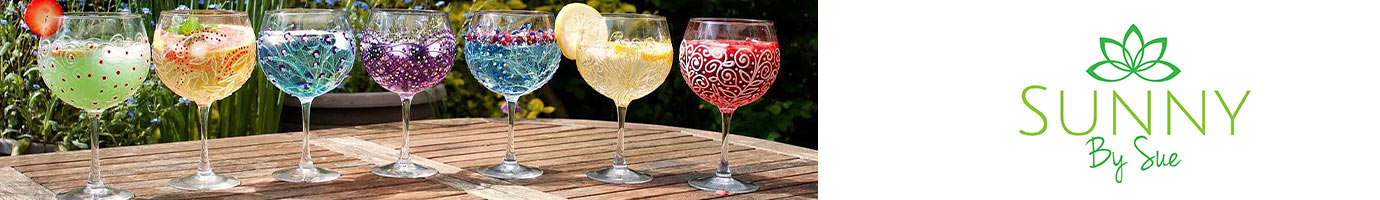 Sunny By Sue Hand Decorated Gin Glasses